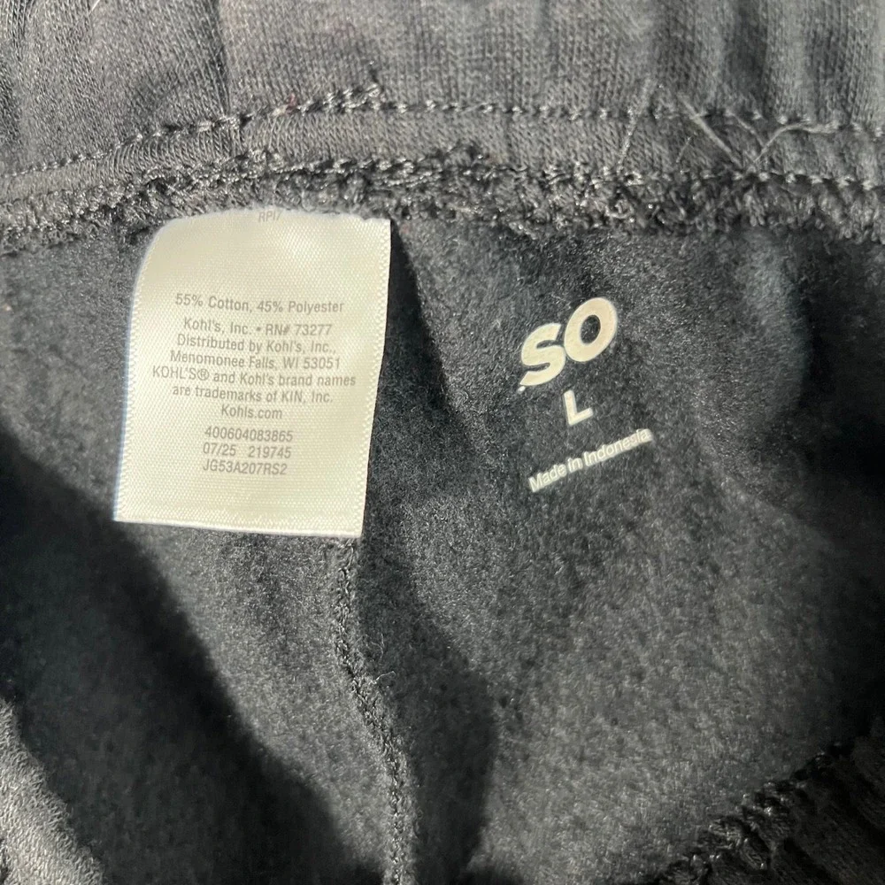 So Foldover Fleece Jogger Sweatpants Black Luxe L Cotton Polyester NWT Pockets